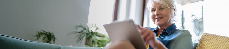 A woman on a tablet