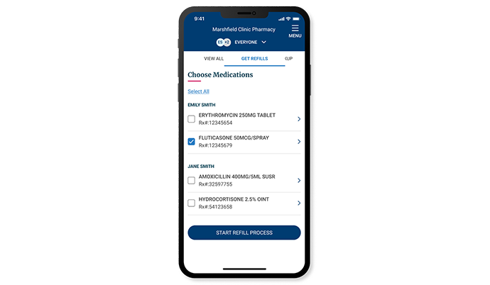 Choosing medications and pharmacy on the app