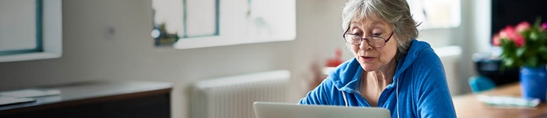 A woman looking at a computer