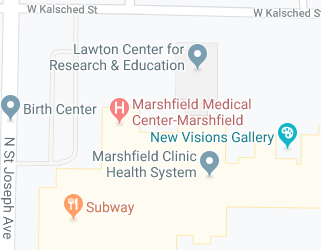 Map of Marshfield, WI highlighting Marshfield Clinic Marshfield Center