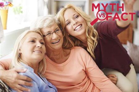 Three women of different ages taking selfie