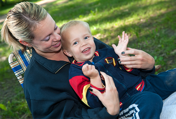 woman and toddler