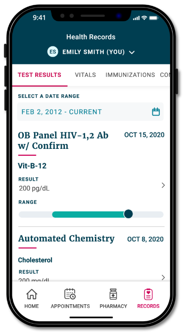 test results on mobile