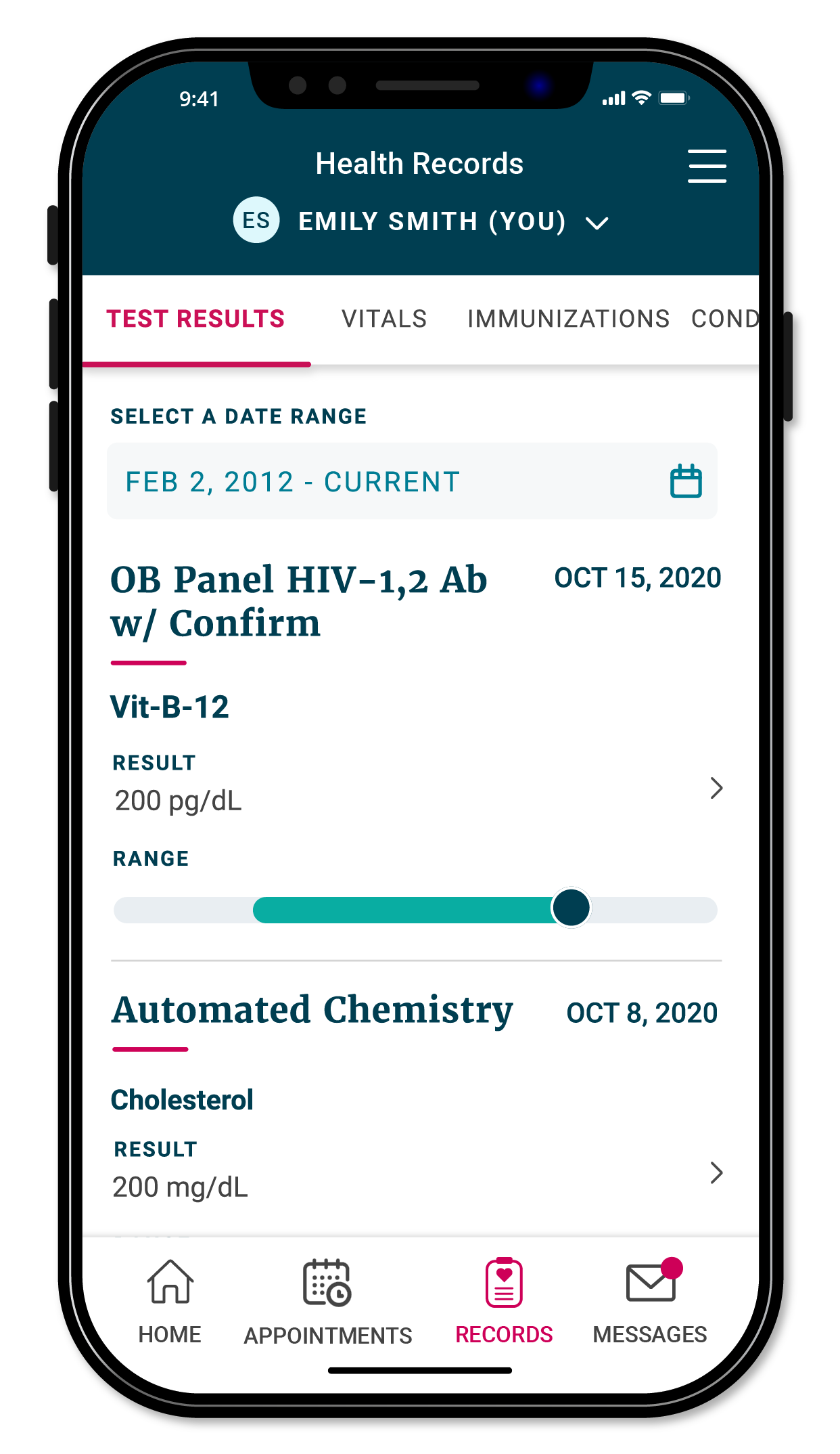 My Marshfield Clinic mobile app image of Healt Records