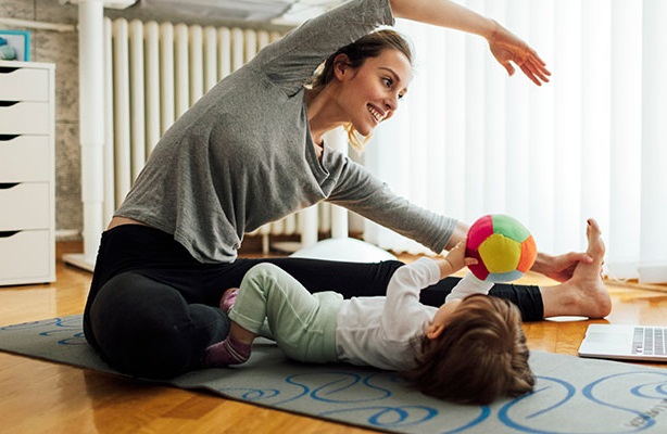 woman playing with child