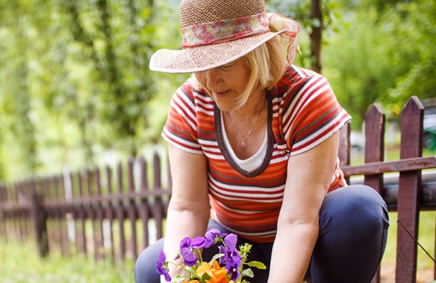 woman planting flowers