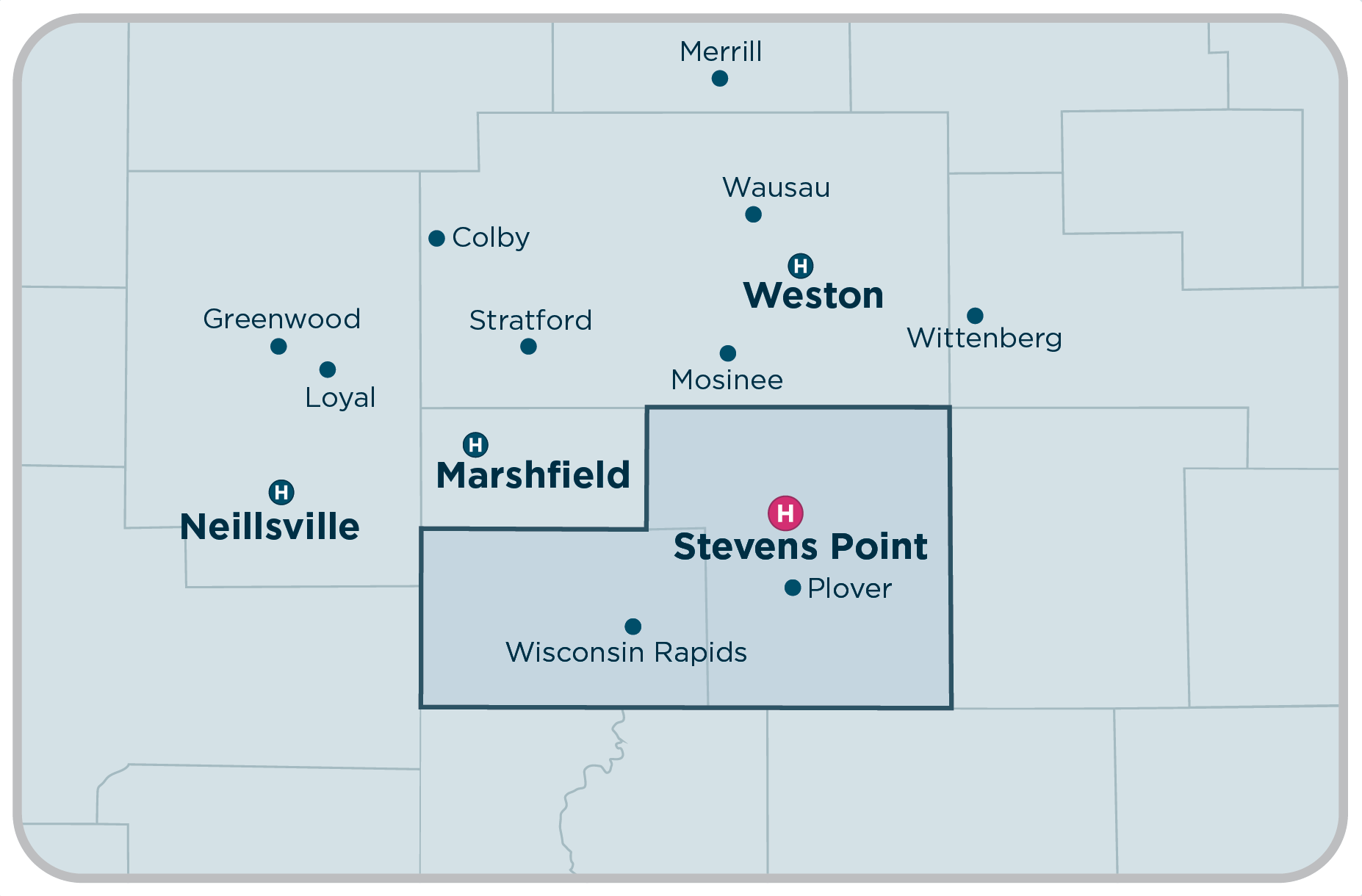 Area Locations map