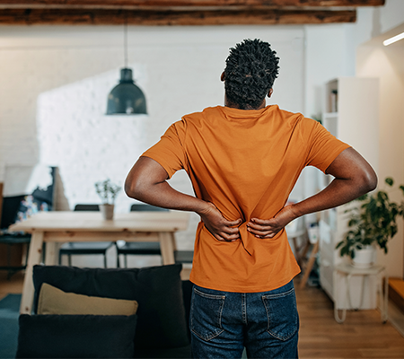 man stretching back