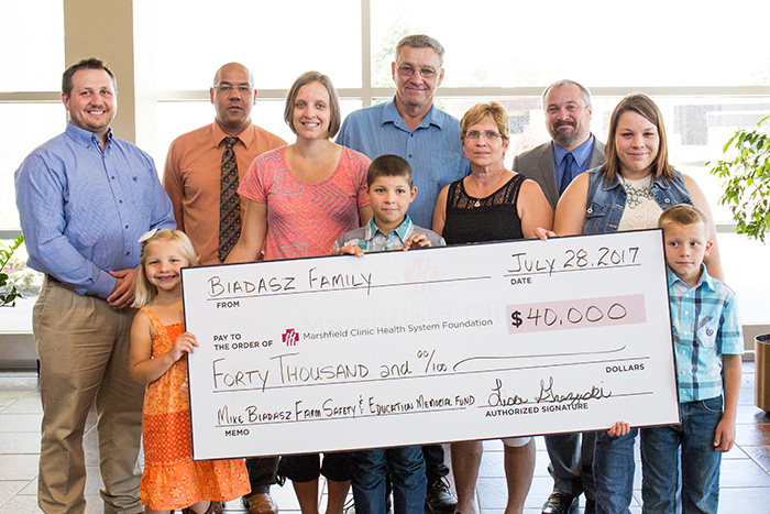 The Biadasz Family donated $40,000 to the National Farm Medicine Center and Marshfield Clinic Center for Community Outreach